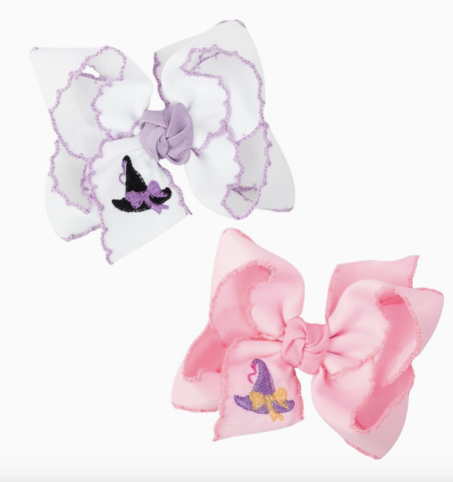 Embroidered Witch Hat Crochet Edge Bow {Preorder}