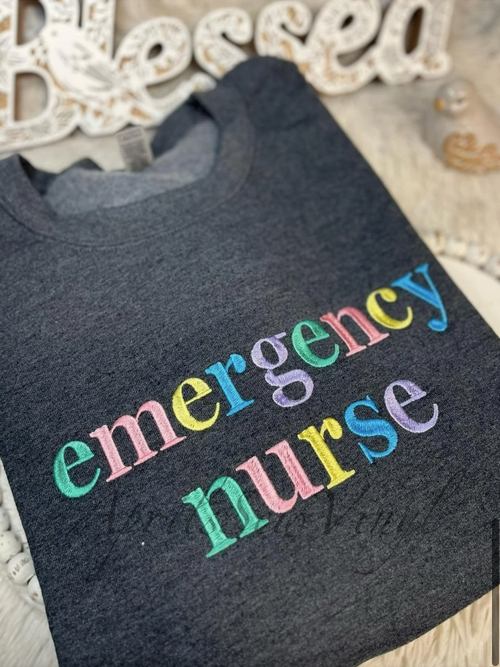 Custom Embroidery Sweatshirt- Occupation, School- Colorful (Preorder)
