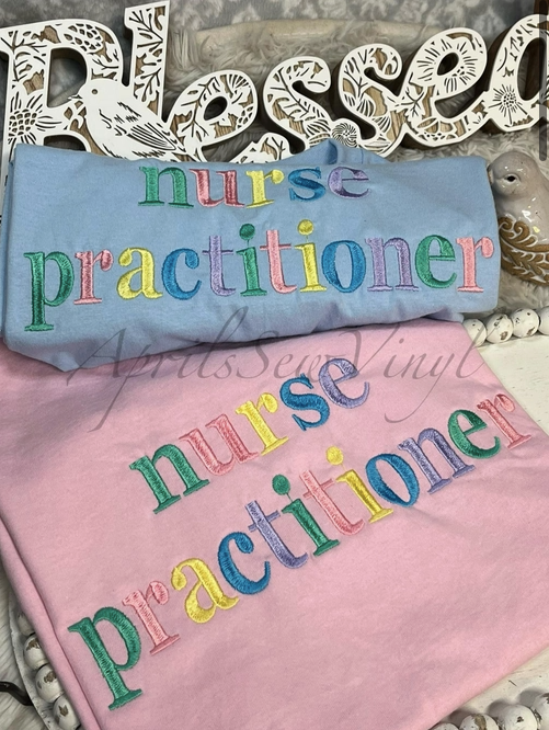 Custom Embroidery Sweatshirt- Occupation, School- Colorful (Preorder)