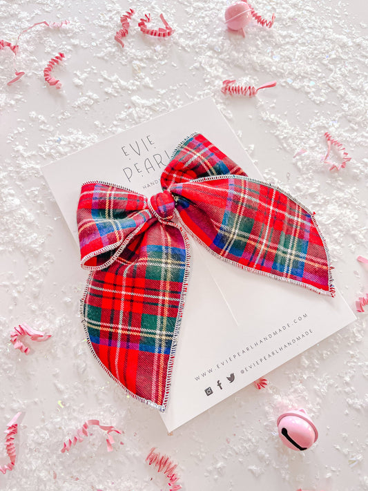 Red Plaid Oversized Bow